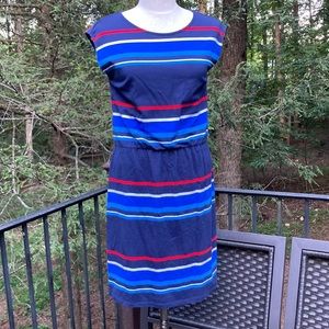 Tommy Hilfiger blue, white, red striped dress elastic waist sz. S